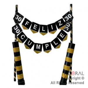 SET MINI BANDERINES F/C 30 A�OS CON 2 BENGALAS X 1